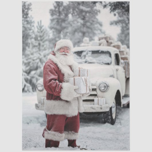 Decoupage Santa Snowy White Winter Wonderland Tissuepapier (Voorkant)