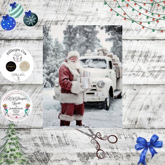 Decoupage Santa Snowy White Winter Wonderland  Tissuepapier