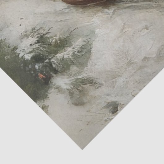 Decoupage Santa Winter Sleigh Ride Scene Tissuepapier (Detail)