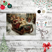 Decoupage Santa Winter Sleigh Ride Scene Tissuepapier