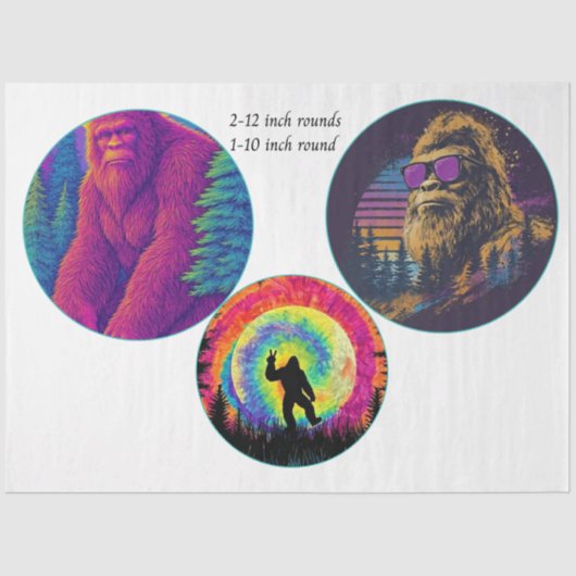 Decoupage Sasquatch 12 inch rounds & 10 inch round Tissuepapier (Voorkant)