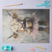 Decoupage Schattigee Highland Koe Roze Tutu & Koff Tissuepapier (Craft)