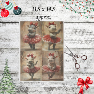 Decoupage Schattigee Hippo Dancing in Christmas Tu Tissuepapier