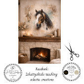 Decoupage Schilderij Amerikaanse Indiaanse Paard Tissuepapier