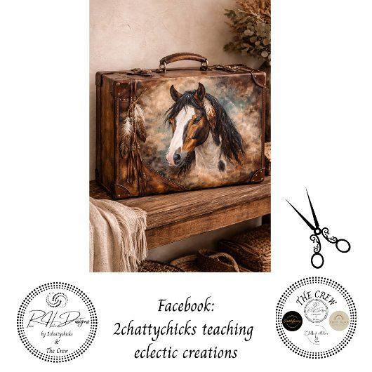 Decoupage Schilderij Amerikaanse Indiaanse Paard Tissuepapier