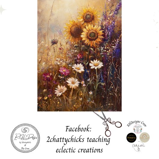 Decoupage Schilderij Zonnebloem & Wildflowers Tissuepapier