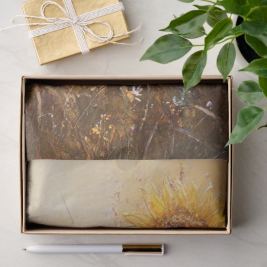 Decoupage  Schilderij Zonnebloem & Wildflowers Tissuepapier (Geschenk)