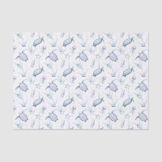 Decoupage Schildpadden Blauwe Waterverf Tissuepapier (Voorkant)