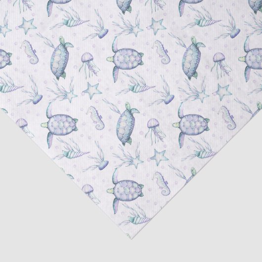 Decoupage Schildpadden Blauwe Waterverf Tissuepapier (Detail)