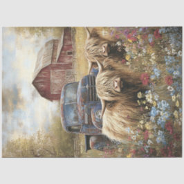 Decoupage Schotse Hooglanders Platteland Rode Schu Tissuepapier