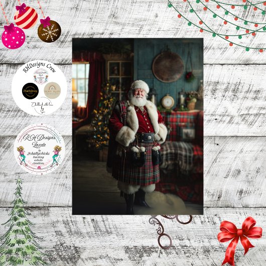 Decoupage Scottish Santa Claus Festive Holiday Tissuepapier