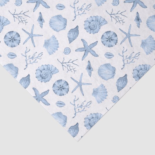 Decoupage Seashells Blue Waterverf Tissuepapier (Detail)