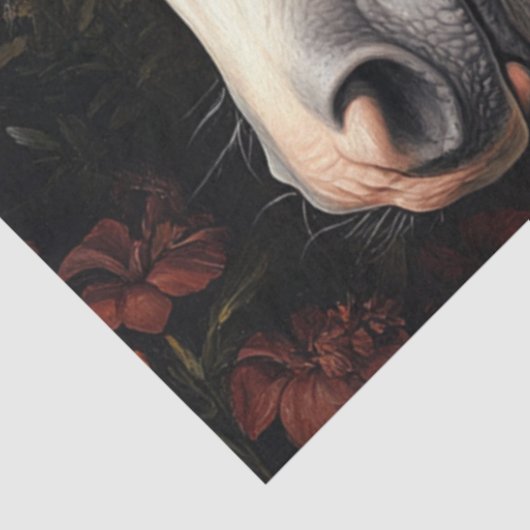 Decoupage Serene White Horse Tapestry Blooms  Tissuepapier (Detail)