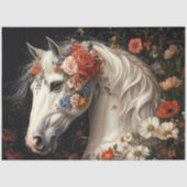 Decoupage Serene White Horse Tapestry Blooms  Tissuepapier (Voorkant)