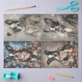 Decoupage Set van 4 Boston Terrier Christmas Royal Tissuepapier (Craft)