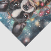 Decoupage Set van 4 Boston Terrier Christmas Royal Tissuepapier (Detail)