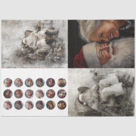Decoupage Set van 4 Design Santa, Mr Mrs Santa Tissuepapier