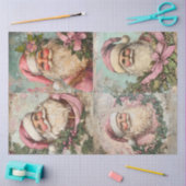 Decoupage Set van 4 Roze Kerstman's Tissuepapier (Craft)