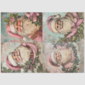 Decoupage Set van 4 Roze Kerstman's Tissuepapier (Voorkant)