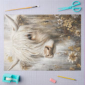 Decoupage Shaggy Highland Koe in zonnebloemveld Tissuepapier (Craft)