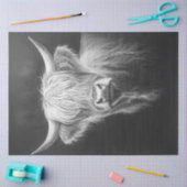 Decoupage Shaggy Highland Koe zwarte achtergrond Tissuepapier (Craft)