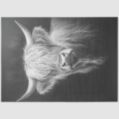 Decoupage Shaggy Highland Koe zwarte achtergrond Tissuepapier (Voorkant)