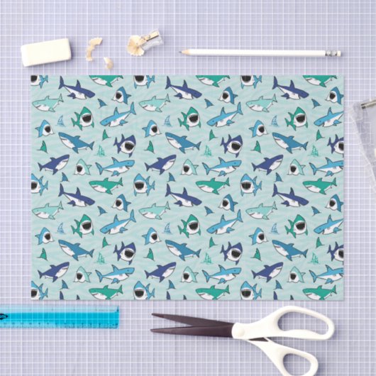 Decoupage Sharks Blue Ocean Zee Tissuepapier (Craft)