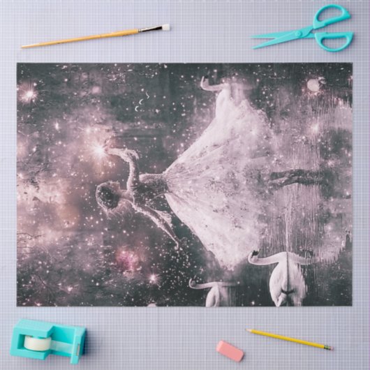 Decoupage sierlijke ballerina & zwanen Paarse tint Tissuepapier (Craft)