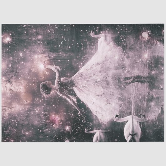 Decoupage sierlijke ballerina & zwanen Paarse tint Tissuepapier (Voorkant)