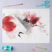 Decoupage sierlijke kraan rode zon Waterverf Tissuepapier (Craft)