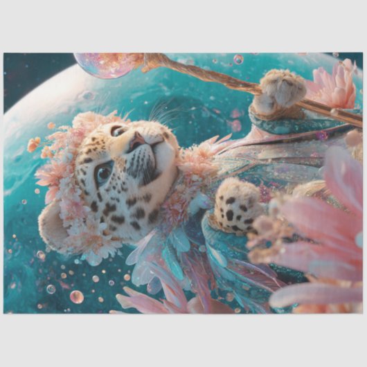 Decoupage sierlijke luipaard romantisch decor tissuepapier (Voorkant)