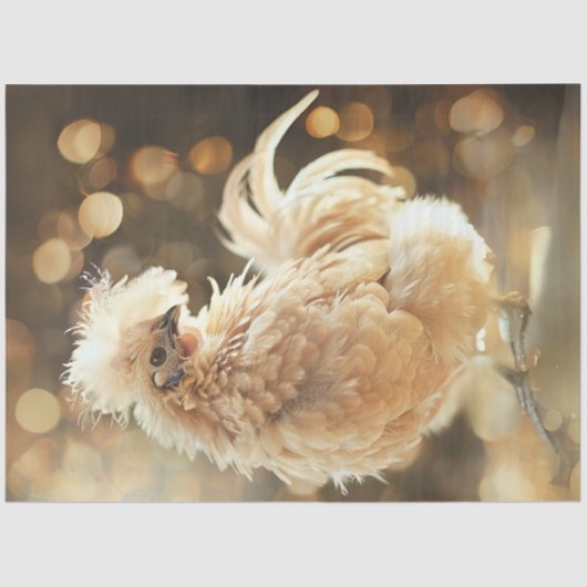Decoupage Silkie Showgirl Chicken Fluffy Plumage Tissuepapier (Voorkant)