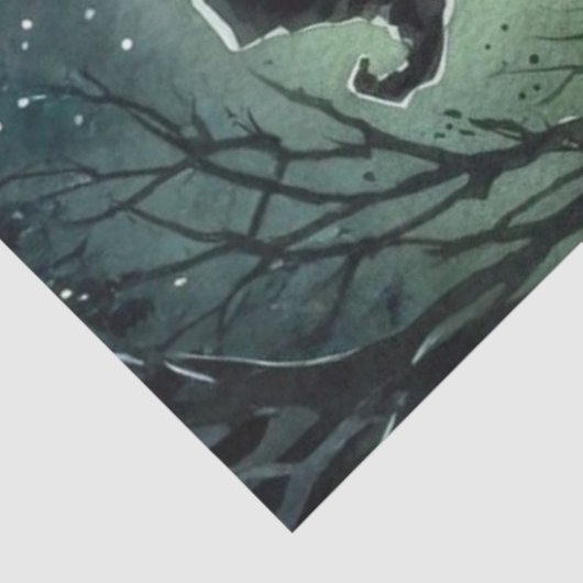 Decoupage Silver Haired Witch Gothic Forest Tissuepapier (Detail)