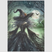 Decoupage Silver Haired Witch Gothic Forest Tissuepapier (Voorkant)