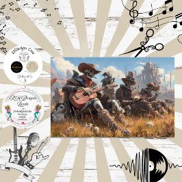 Decoupage Skelet Cowboy Bont Veer Funk Band Tissuepapier