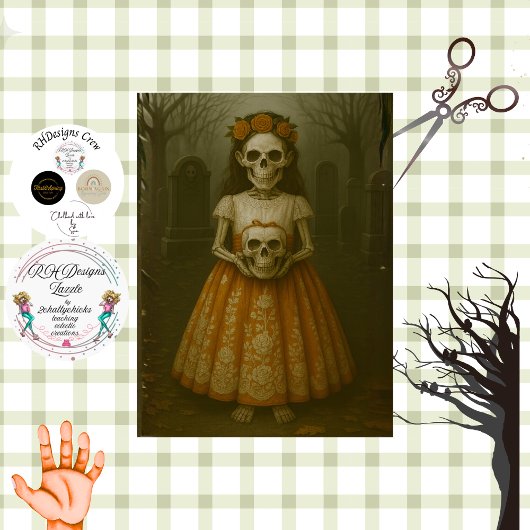 Decoupage Skelet Ringdrager Alizabeth Tissuepapier