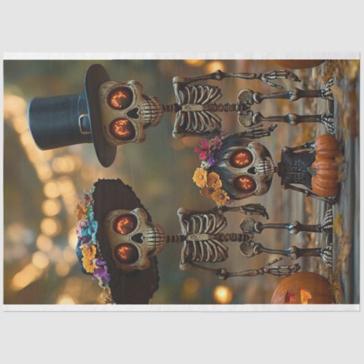 decoupage-skeletfamilie tissuepapier (Voorkant)