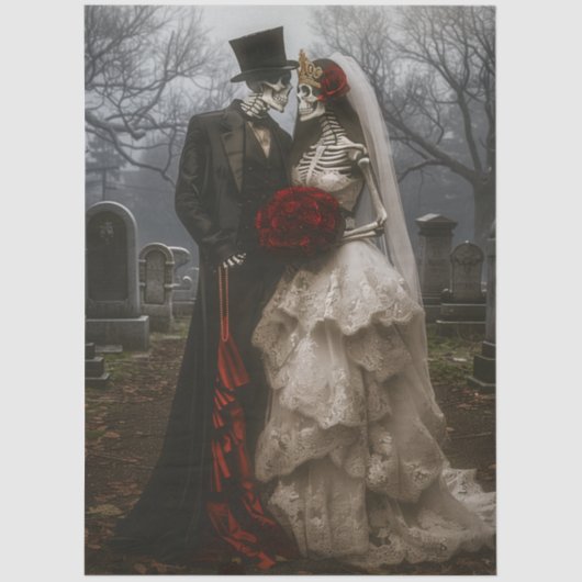 Decoupage Skeleton Couple Halloween Wedding Tissuepapier (Voorkant)