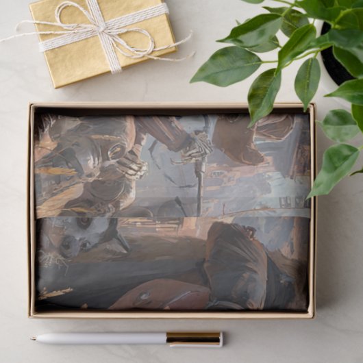 Decoupage Skeleton Cowboy Fur Feather Funk Band Tissuepapier (Geschenk)