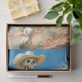 Decoupage Skeleton Cowboy op het paard in de woest Tissuepapier (Geschenk)