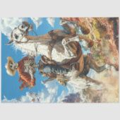 Decoupage Skeleton Cowboy op het paard in de woest Tissuepapier (Voorkant)