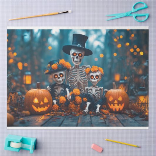 Decoupage Skeleton Familie Halloween Tissuepapier (Craft)