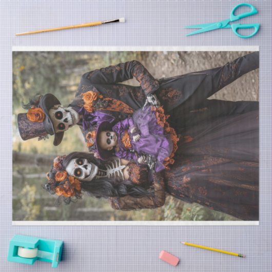 Decoupage Skeleton Family Scaselton Tissuepapier (Craft)