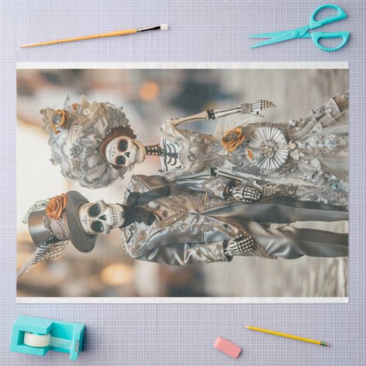 Decoupage Skeleton Getrouwd paar Tissuepapier (Craft)