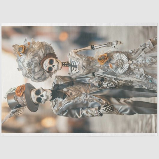 Decoupage Skeleton Getrouwd paar Tissuepapier (Voorkant)