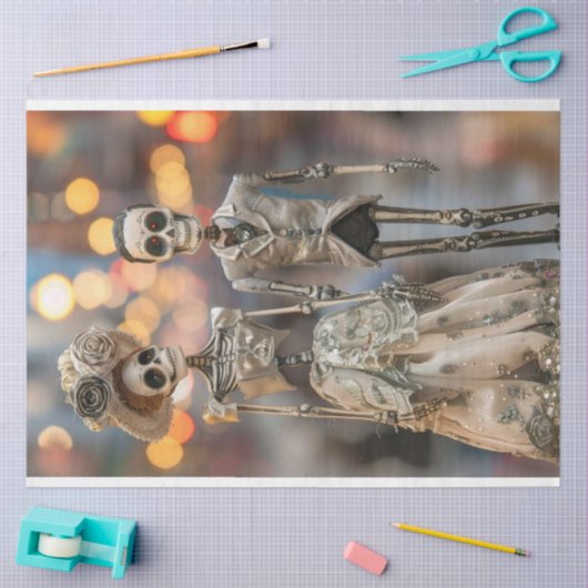 Decoupage Skeleton Getrouwd paar Tissuepapier (Craft)