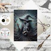 Decoupage Skeleton Gothic Witch Black Cat Tissuepapier