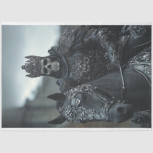 Decoupage Skeleton King Gothic Zwart Zilver Kledin Tissuepapier