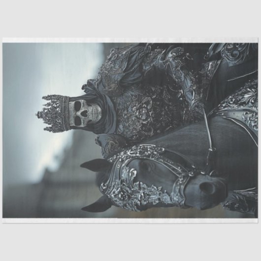 Decoupage Skeleton King Gothic Zwart Zilver Kledin Tissuepapier (Voorkant)