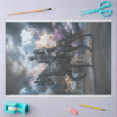 Decoupage Skeleton Knight Zilveren Paard Tissuepapier (Craft)